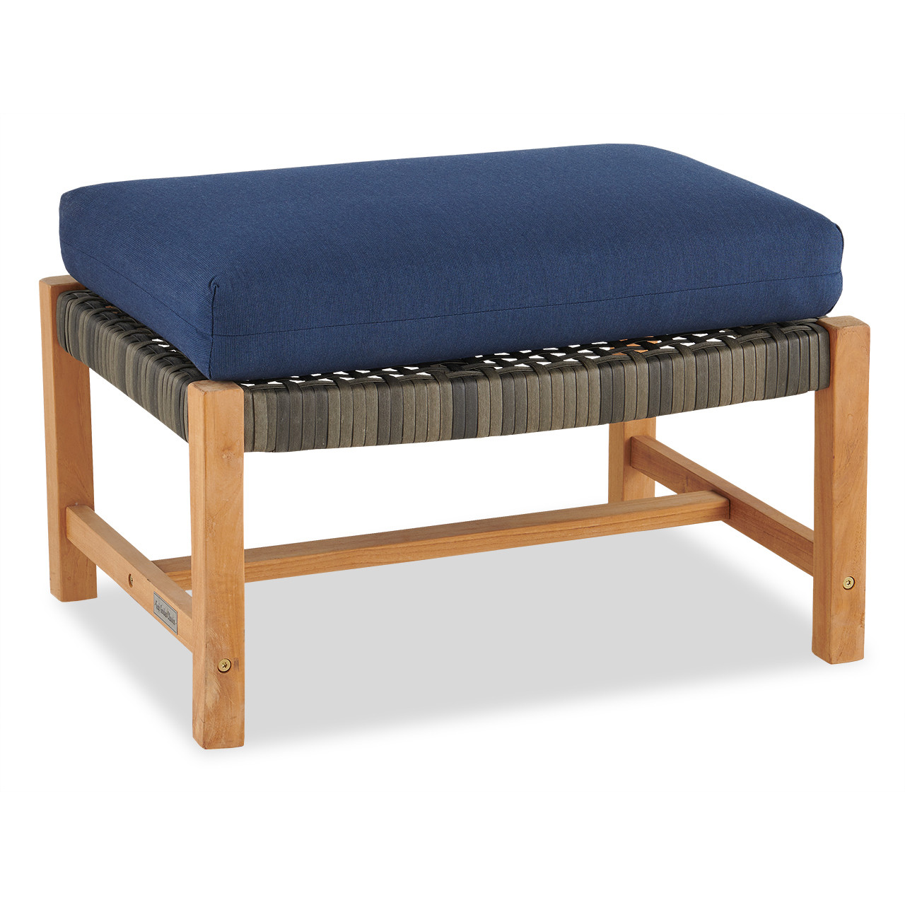 Hampton Driftwood Outdoor Wicker and Solid Teak Ottoman