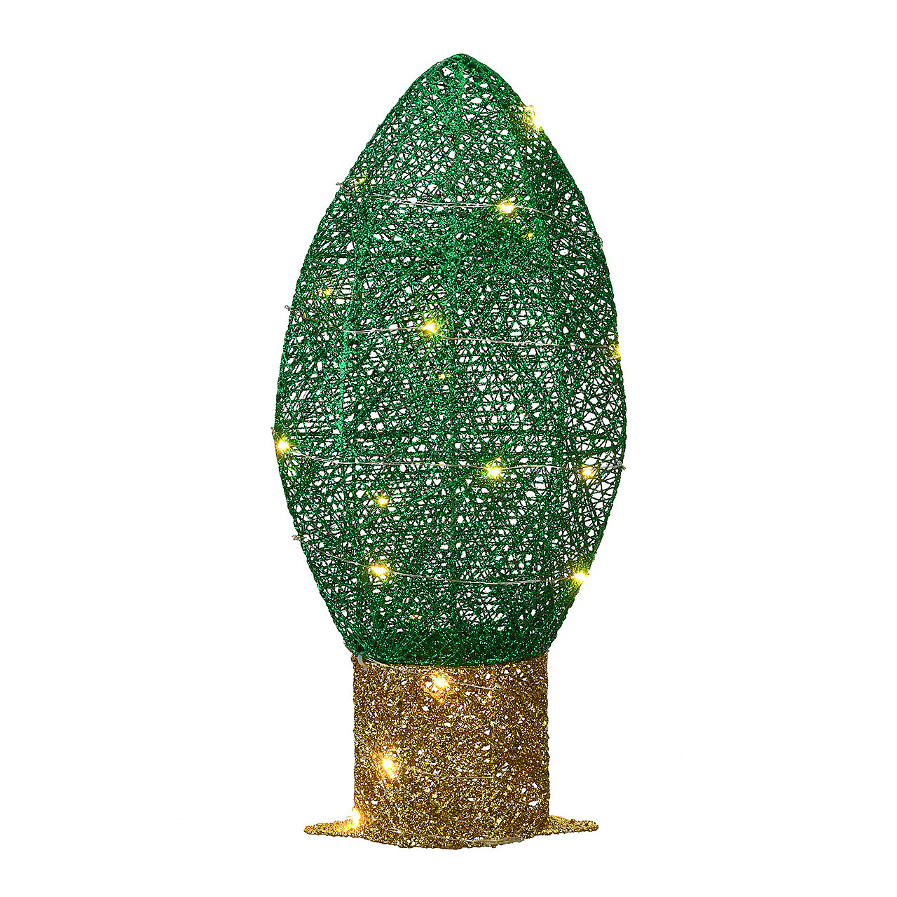 20 in. Pre-Lit Green Christmas Light Bulb Decoration, Battery Operated