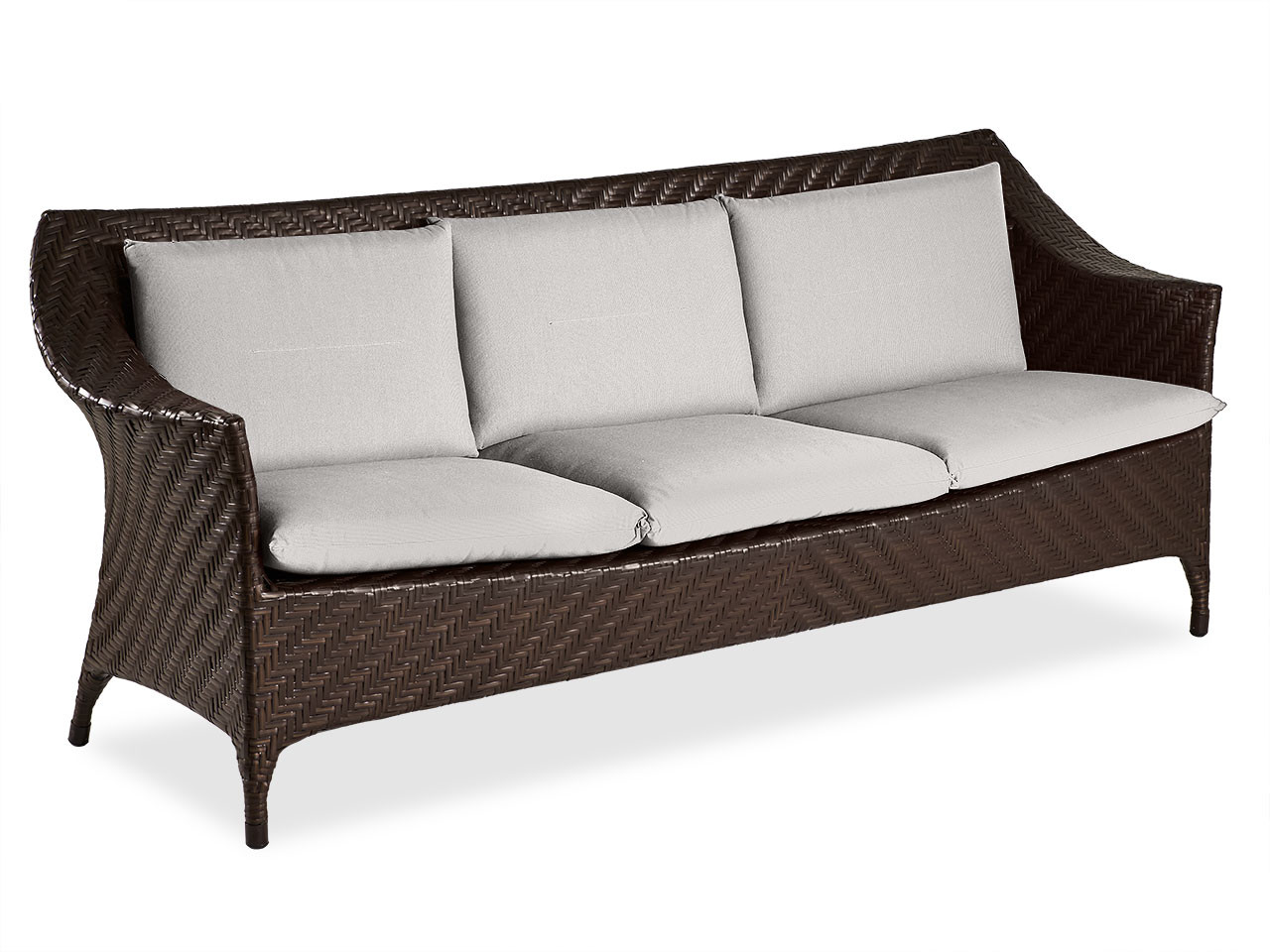Martinique Java Brown Outdoor Herringbone Wicker and Cast Pumice Cushion Sofa