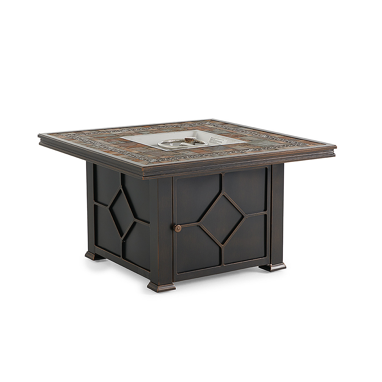 Black Gold Cast Aluminum Red Slate Top 42 in. Sq. Gas LP Fire Pit