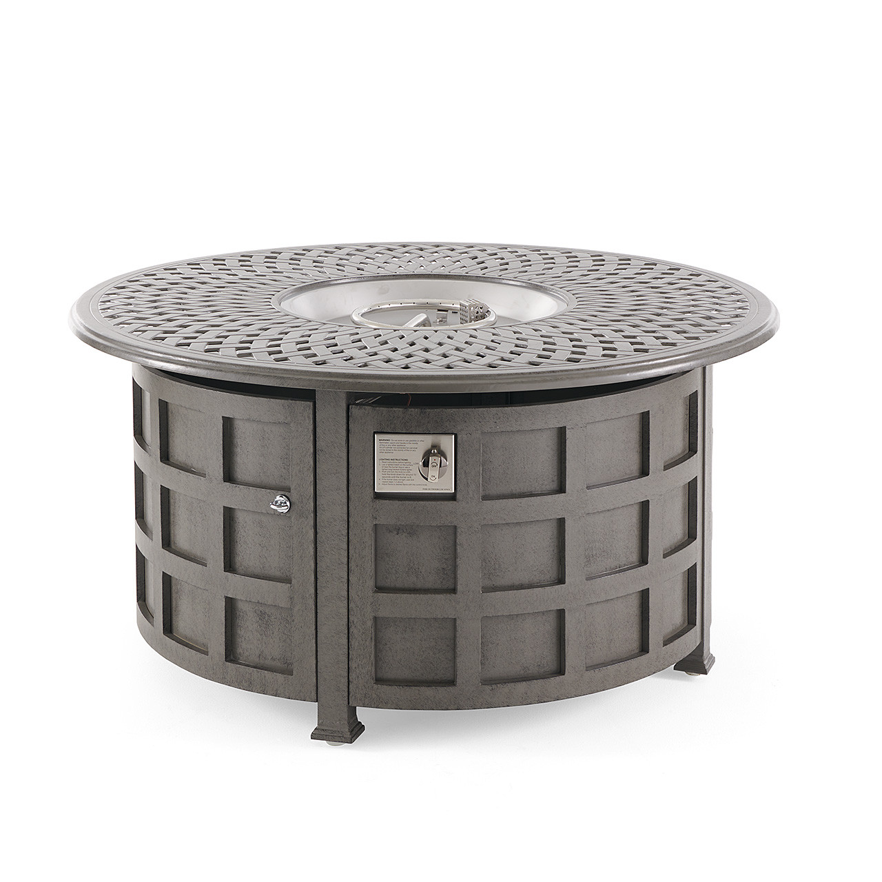 Trellis Saddle Grey Cast Aluminum 48 in. D LP Gas Fire Pit Coffee