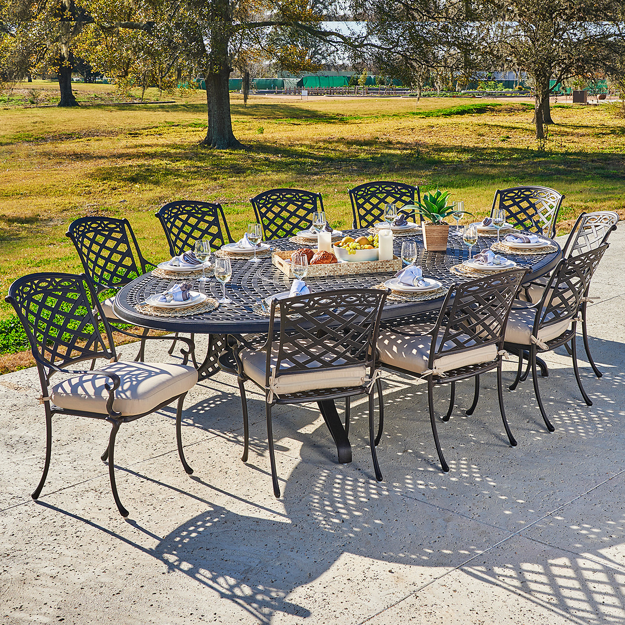 11 piece cast aluminum dining set