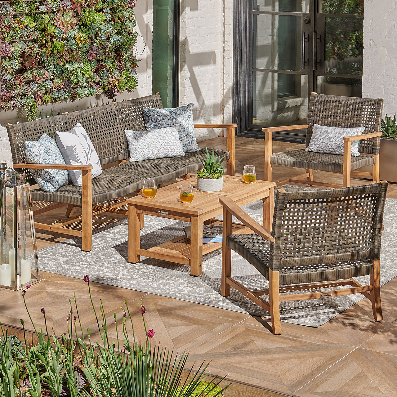 Rattan garden chairs outlet and coffee table