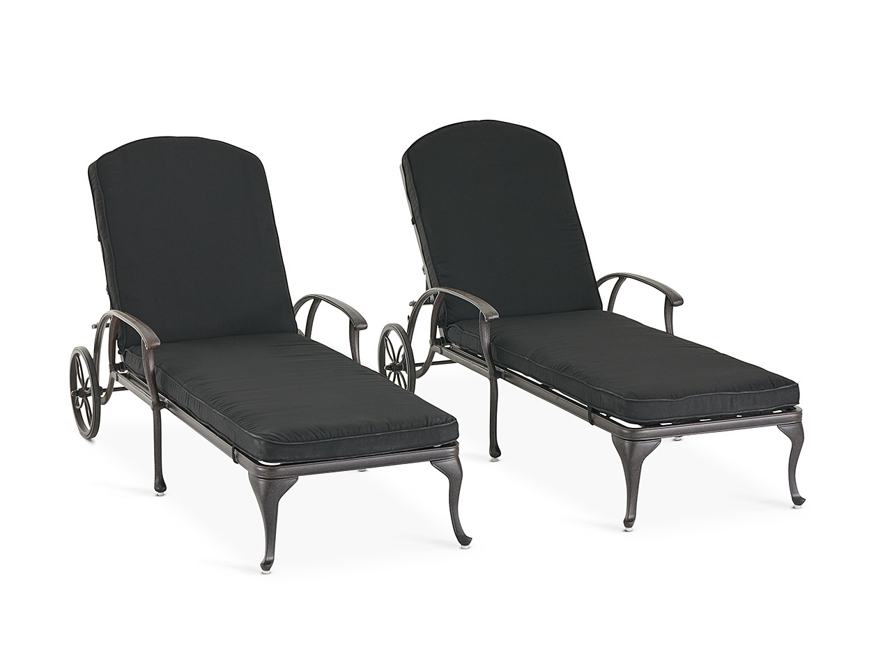 Carlisle Aged Bronze Cast Aluminum and Raven Black Cushion 2 Pc. Chaise Lounge Set