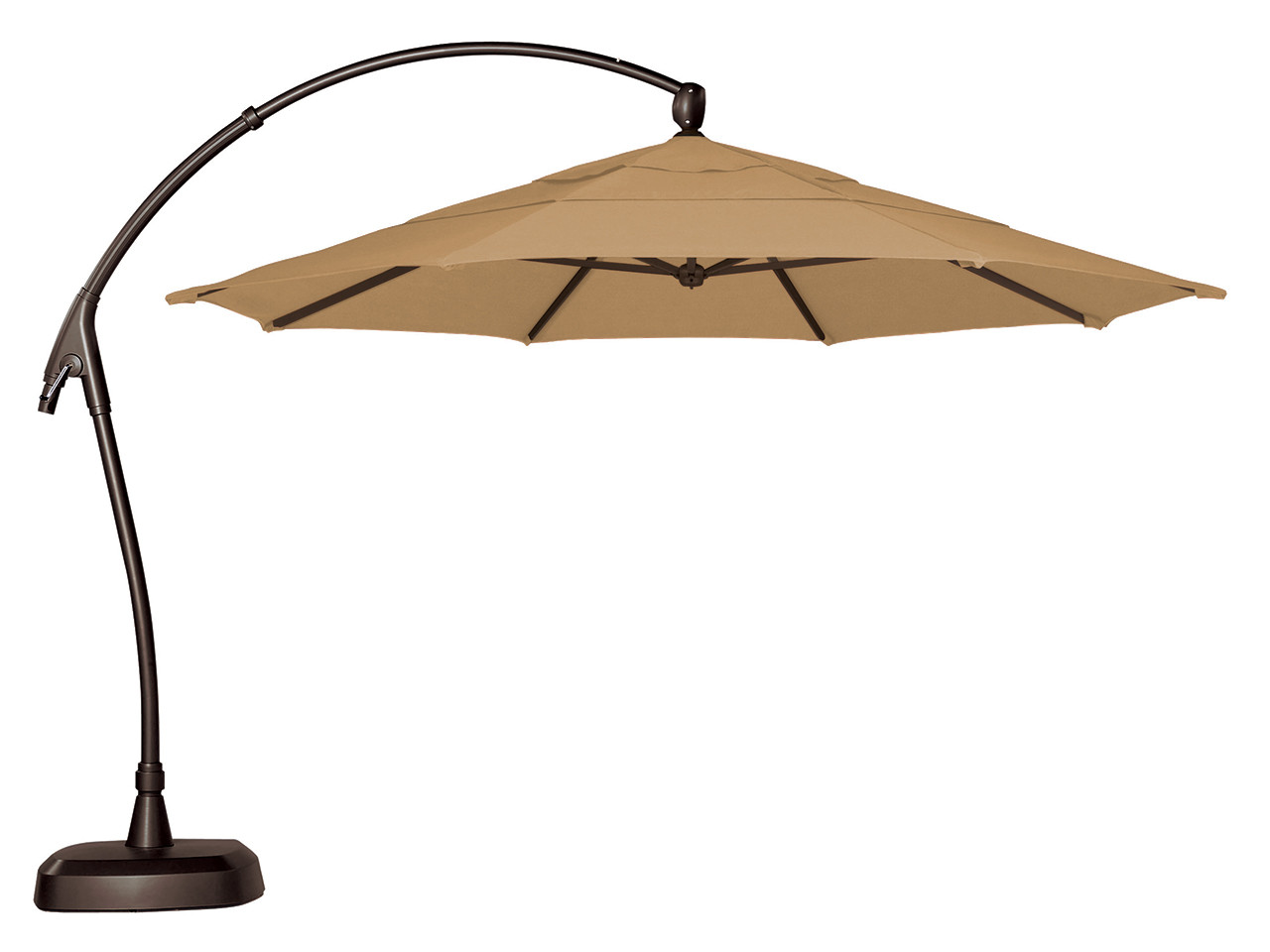 Treasure Garden 11 ft. Straw Linen Canopy and Bronze Aluminum Cantilever Umbrella (AG28)