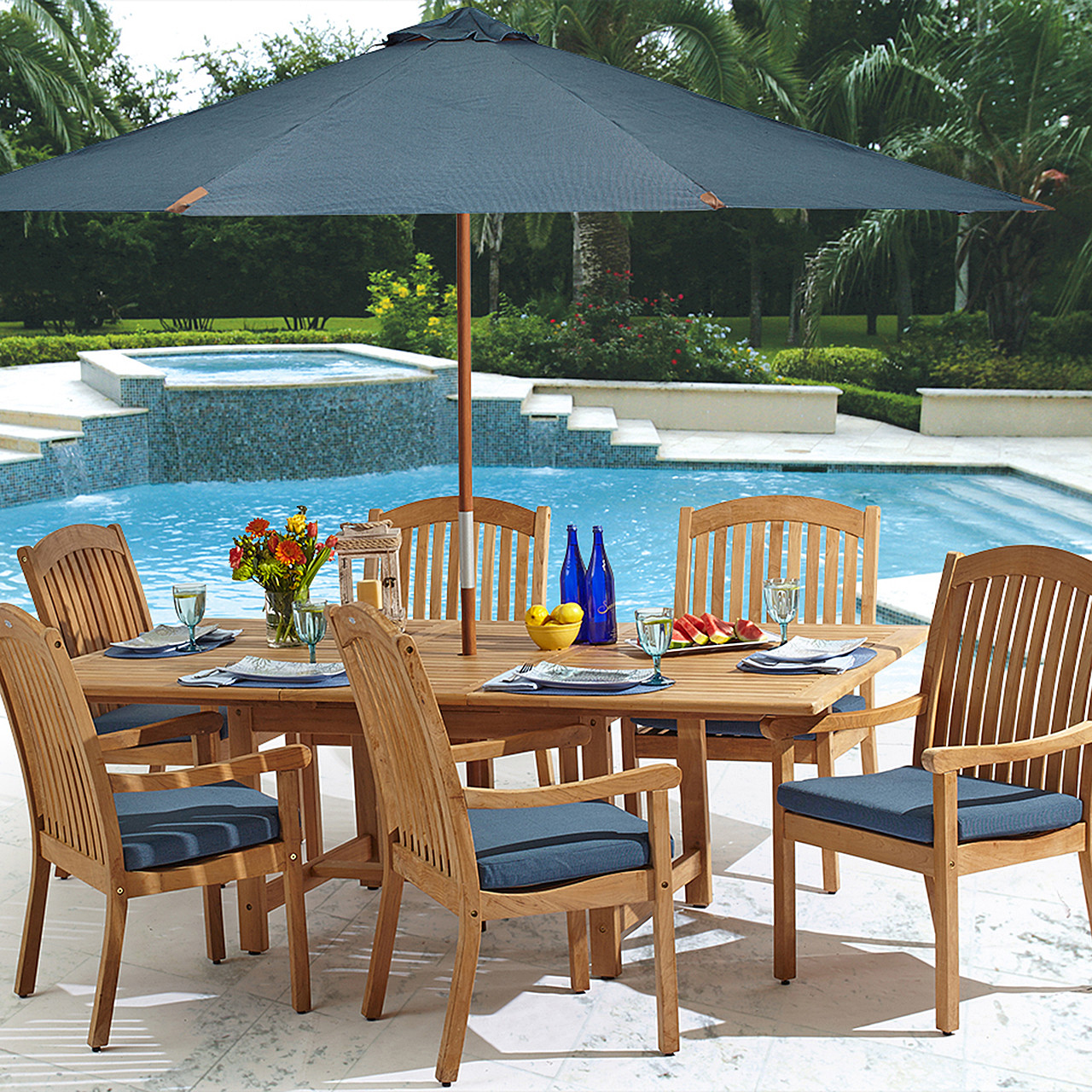 teal patio dining set