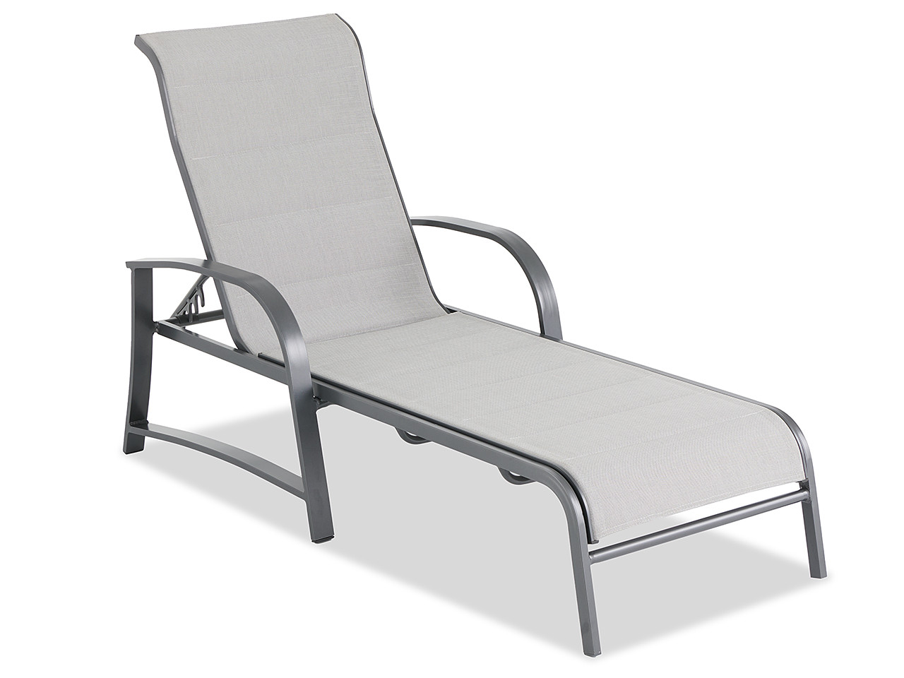 Capri Glimmer Grey Aluminum and Augustine Alloy Padded Sling 3 Pc. Chaise Lounge Set with 24 in. D Table