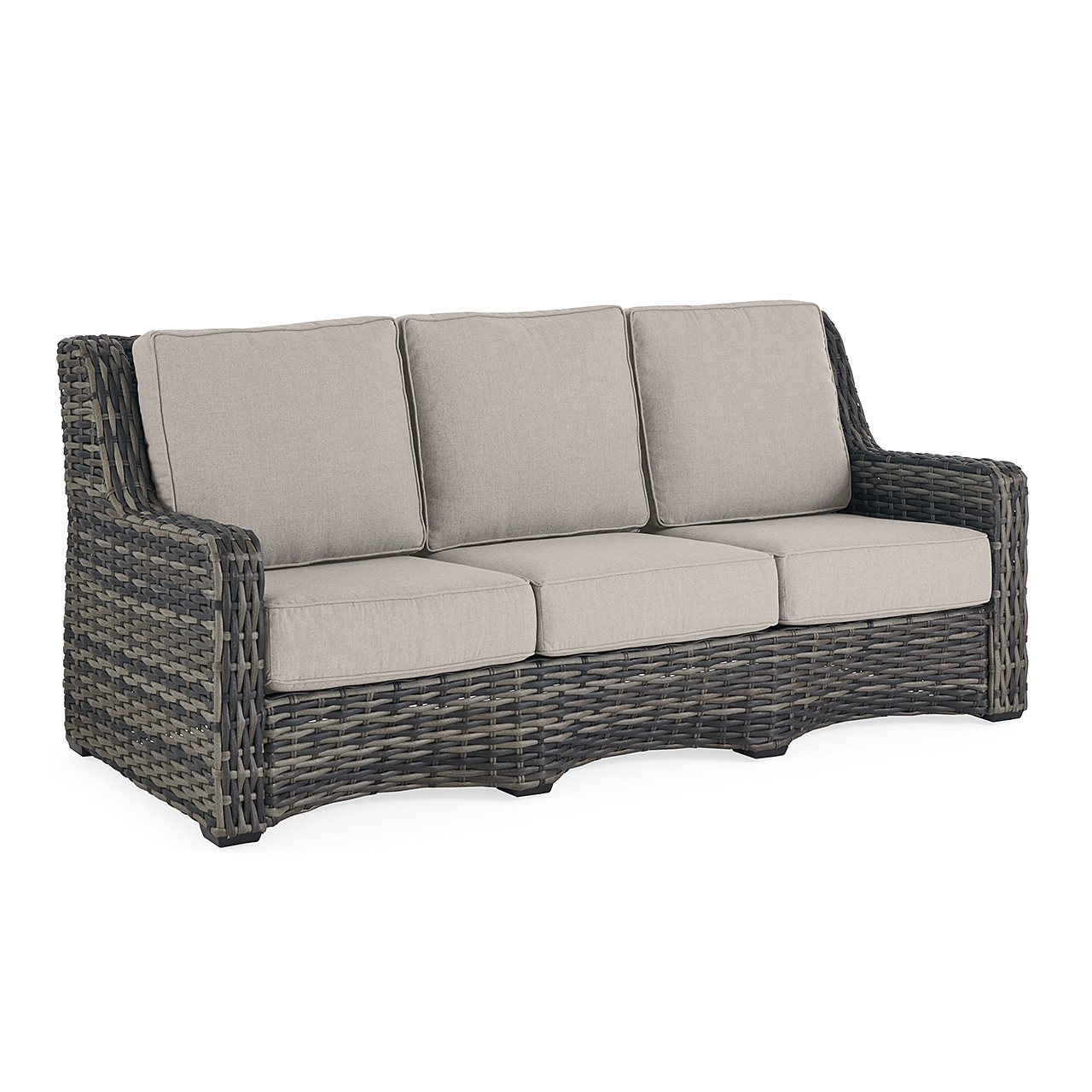 Tangiers Outdoor Wicker with Cushions 4 Piece Sofa Group + Swivel Club Chairs + 46 x 26 in. Glass Top Coffee Table