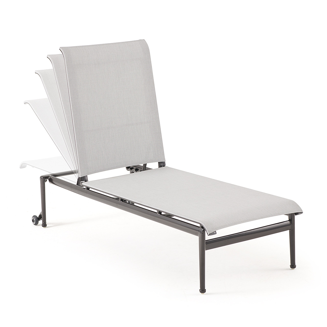 Metro Meteor Aluminum and Silver Sling 3 Pc. Chaise Set with 24 in. Sq. Side Table