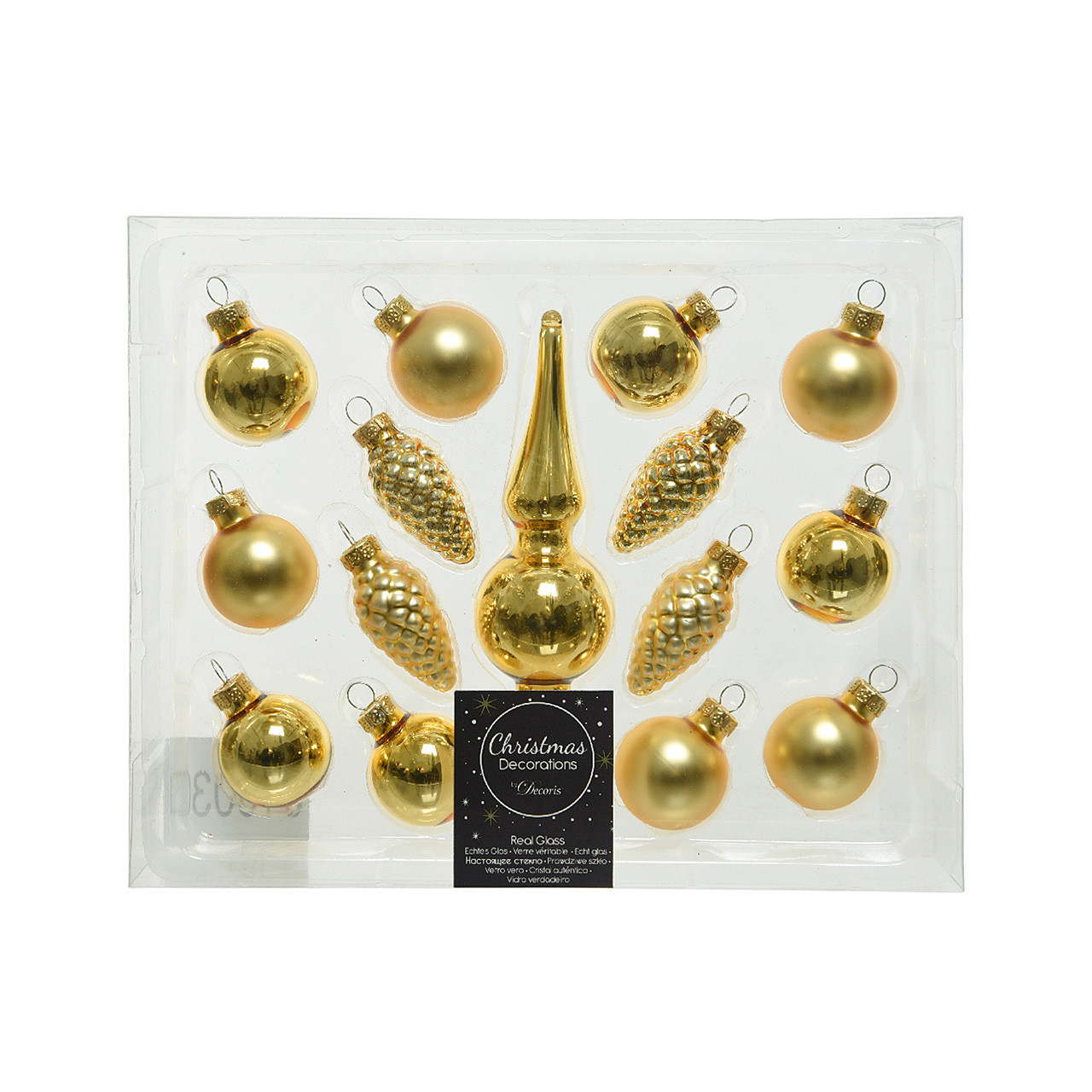 Glass Christmas Ball Ornaments, Set of 15