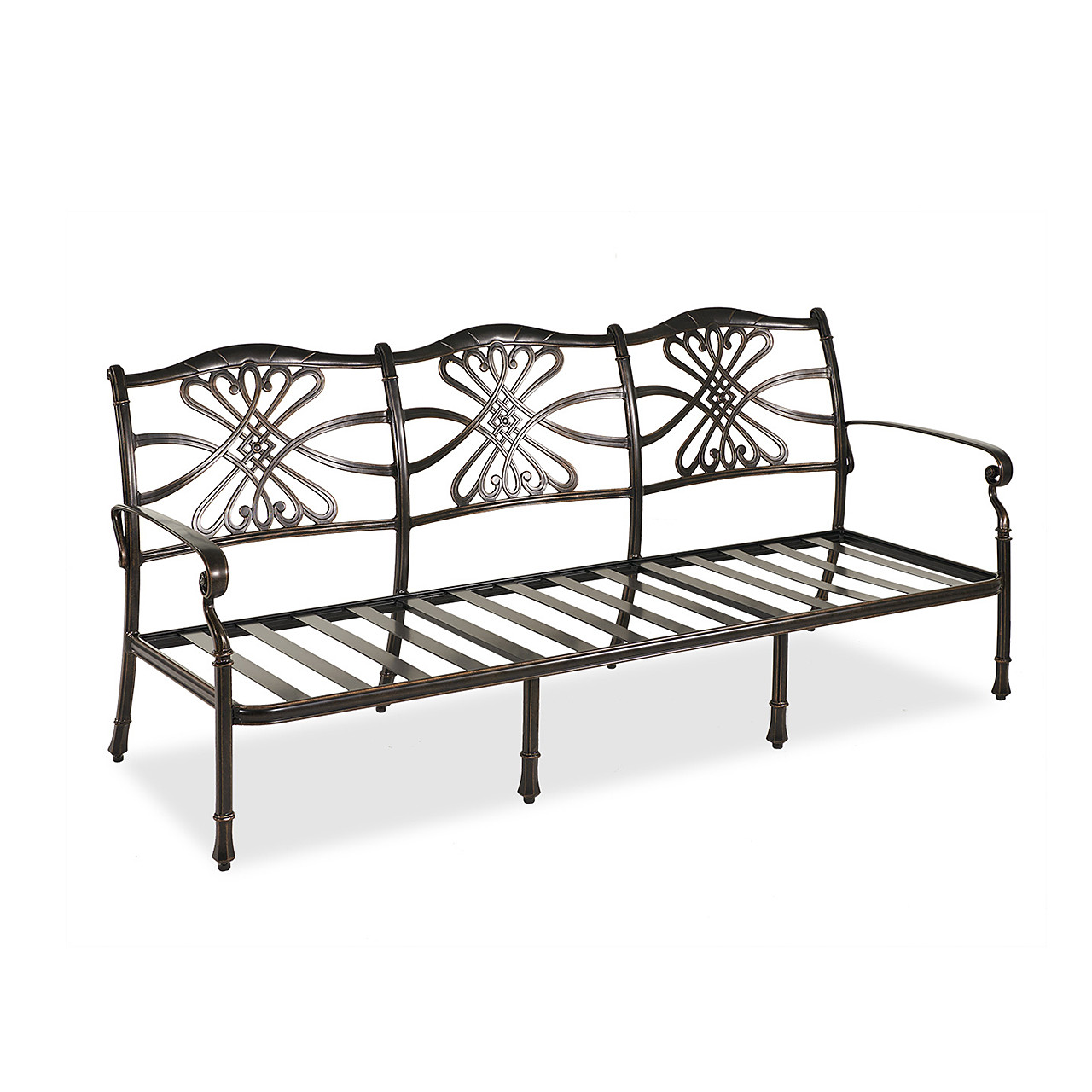 Melrose Midnight Gold Cast Aluminum with Cushions 4 Piece Sofa Group + 48 x 24 in. Coffee Table