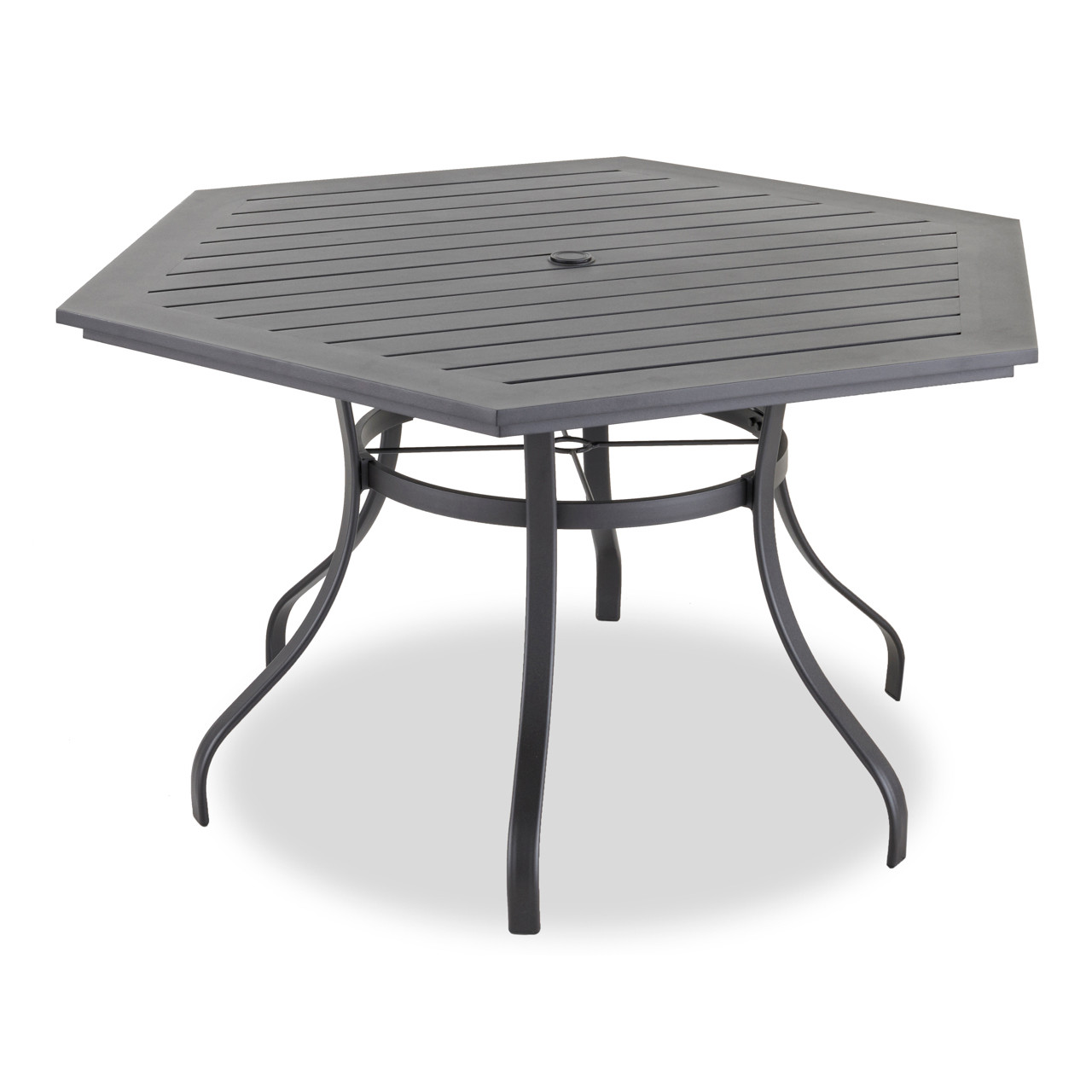 Cape Coral Aluminum 60 in. D Hexagonal Slat Top Dining Table