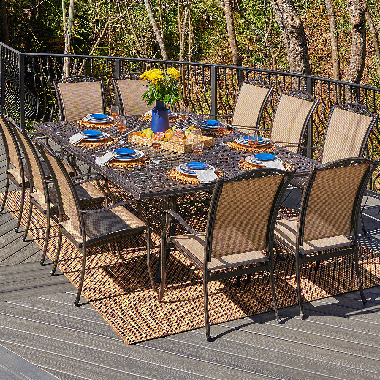 11 piece cast aluminum dining set