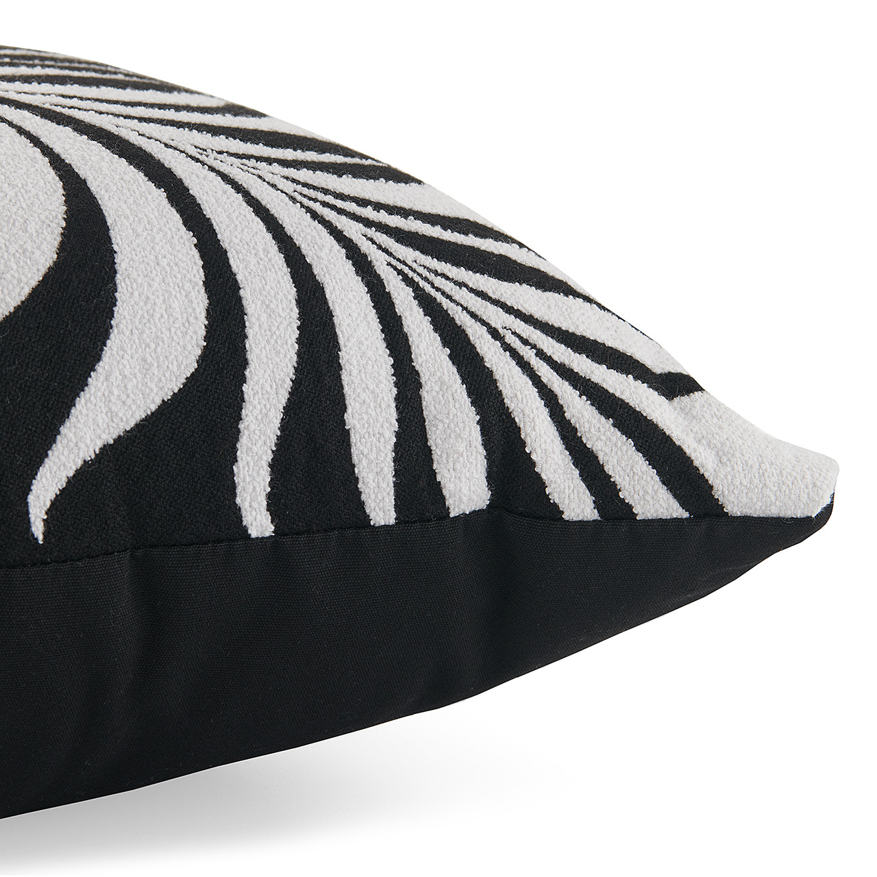 Black Palm Fan and Canvas Black 22 x 22 in. Back Pillow