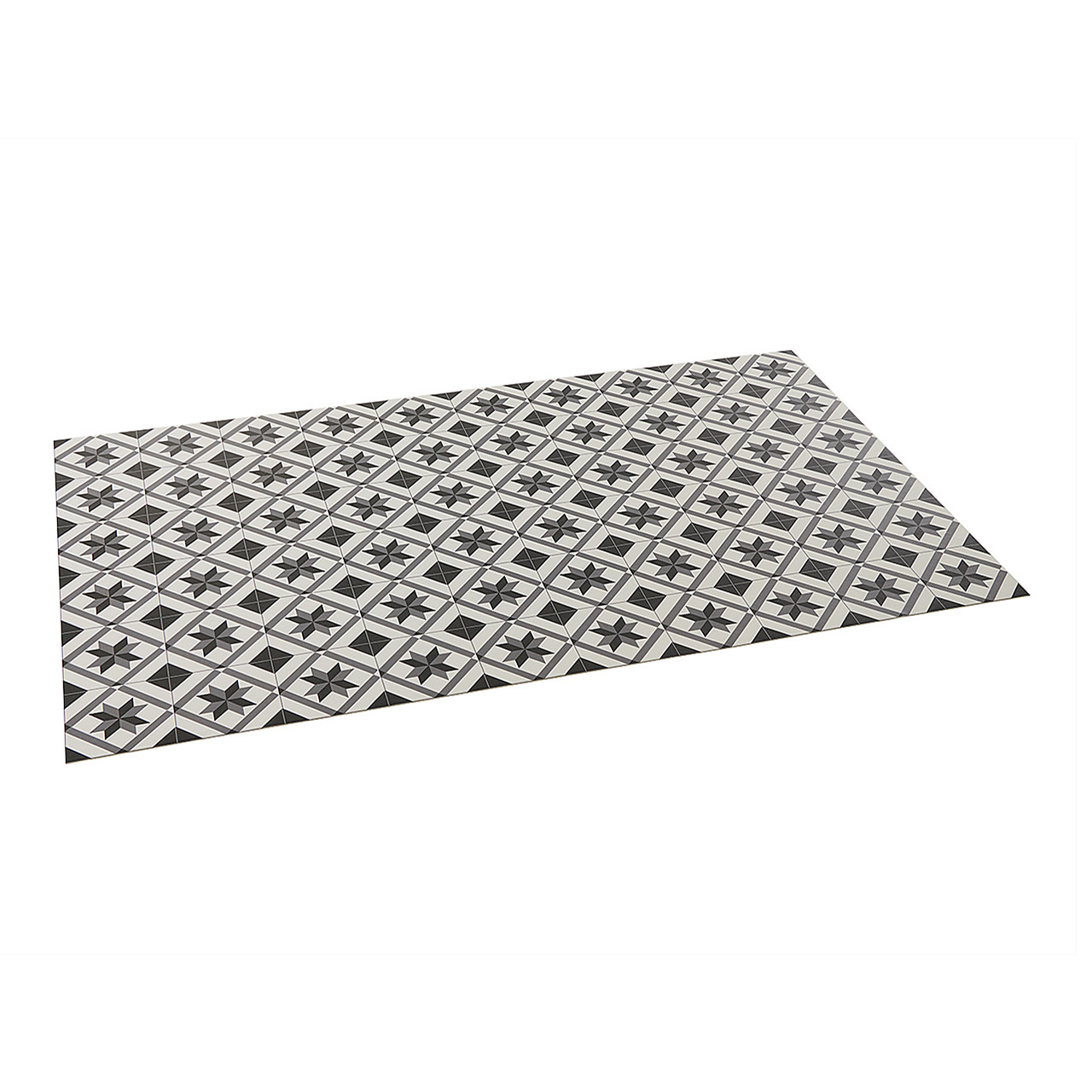 3 x 5 ft. White, Black Squares, and Stars Vinyl Floor Mat