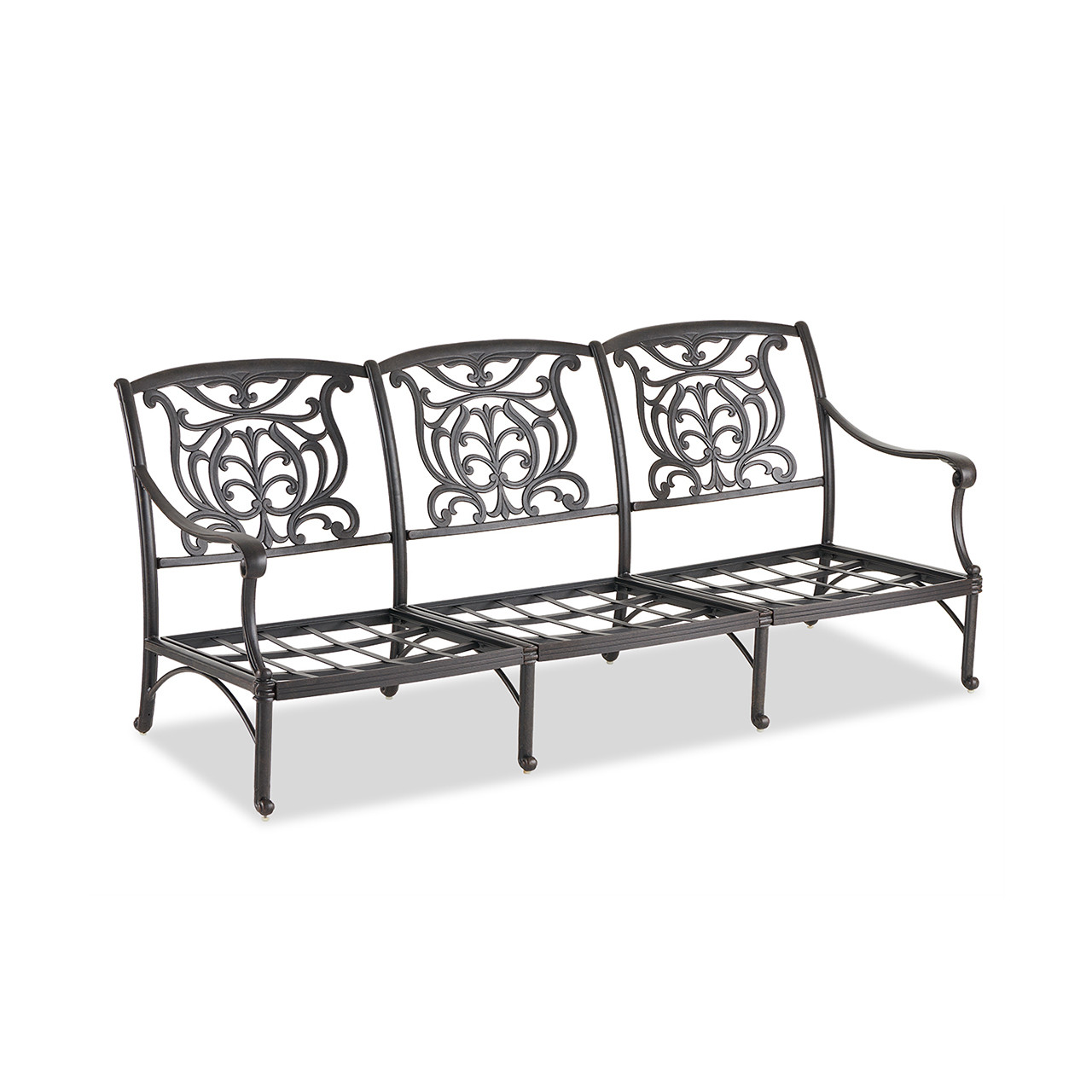 Verona Desert Bronze Cast Aluminum with Cushions 4 Piece Sofa Group + 42 x 21 in. Coffee Table