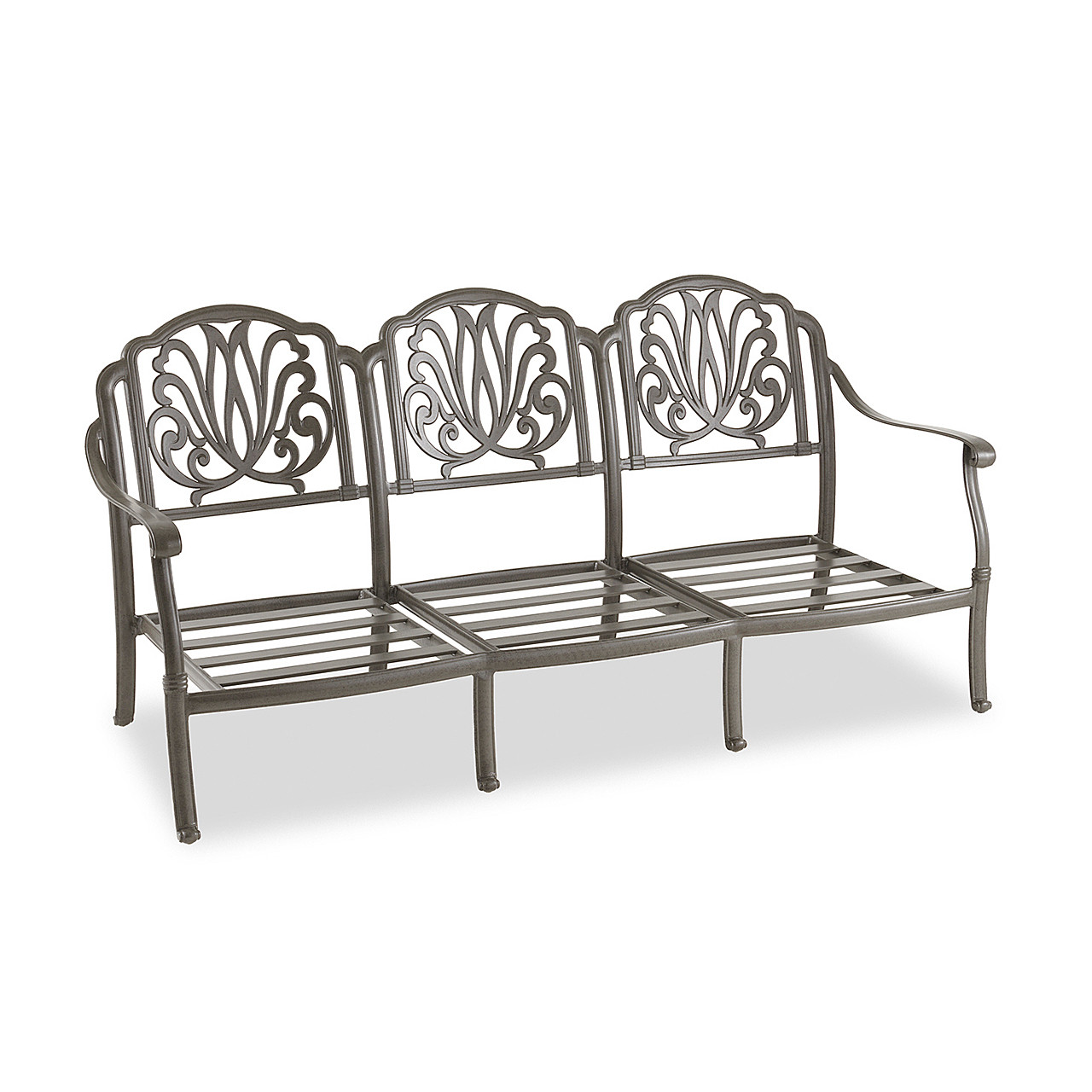 Cadiz Saddle Grey Cast Aluminum with Cushions 4 Piece Sofa Group + 42 x 26 in. Coffee Table