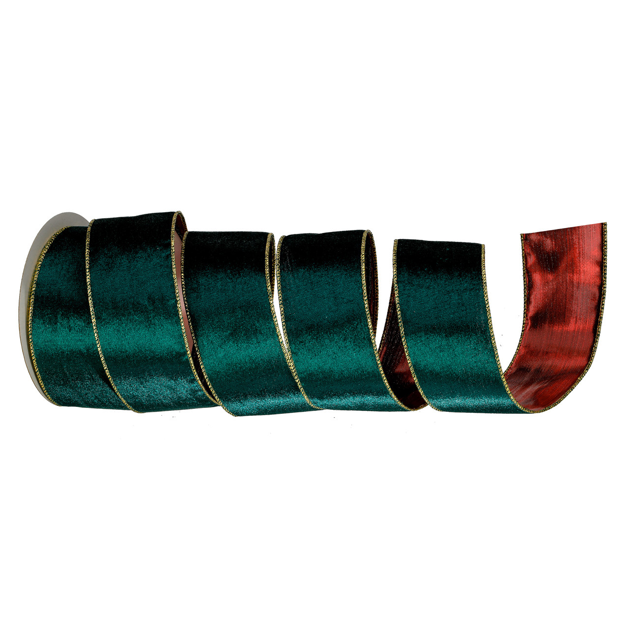2.5 in. x 30 ft. Red & Green Metallic Velvet Wired Ribbon - Fortunoff ...