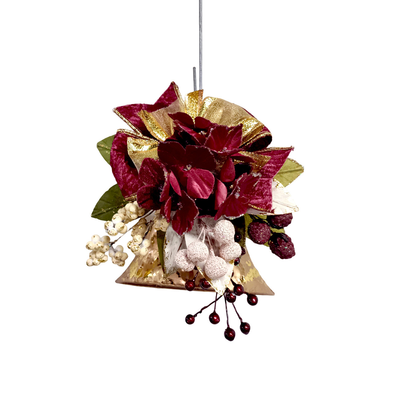 6 in. Burgundy Hydrangea Bell Ornament 