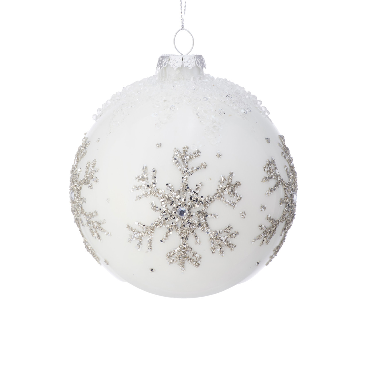 4 Glitter Ball/Finial Snowflake Ornament - Decorator's Warehouse