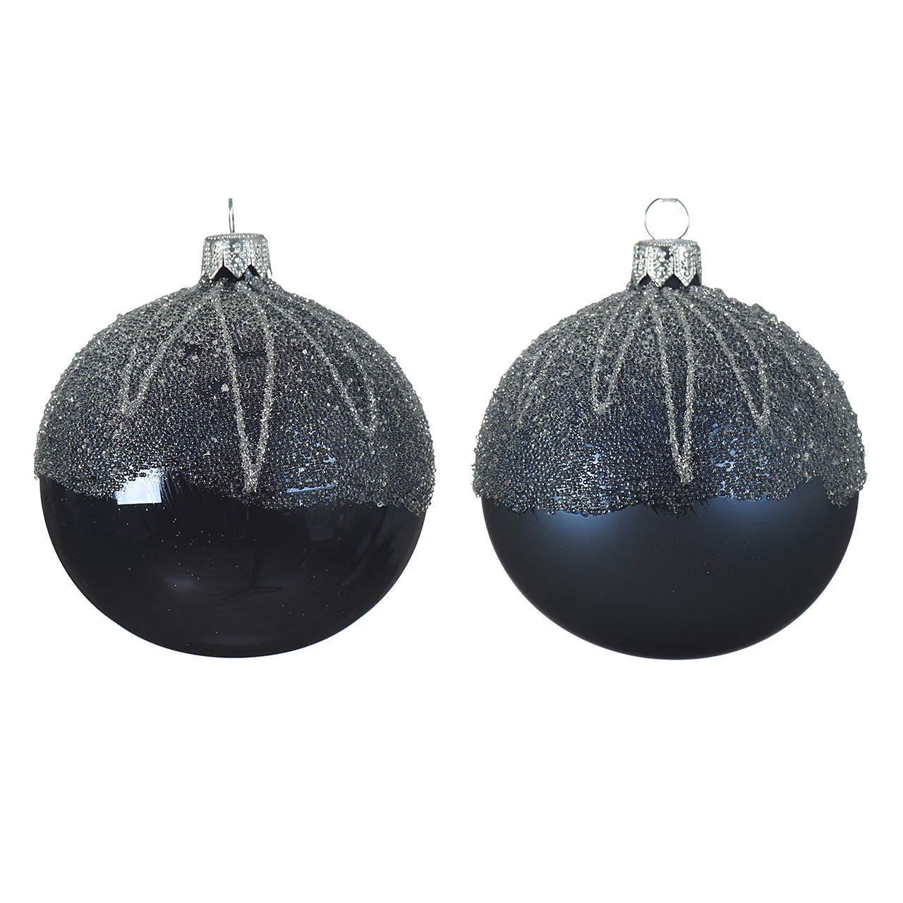 In-Store Only - 3 in. Glass Matte Shimmer Night Blue Glitter Drip Ornaments, Assortment 3