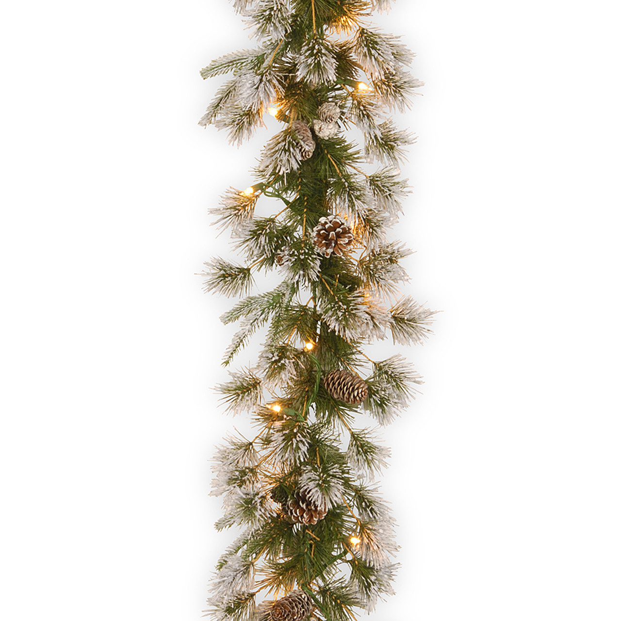 9' Glittery Faux Pine Garland with 100 Clear/White Lights