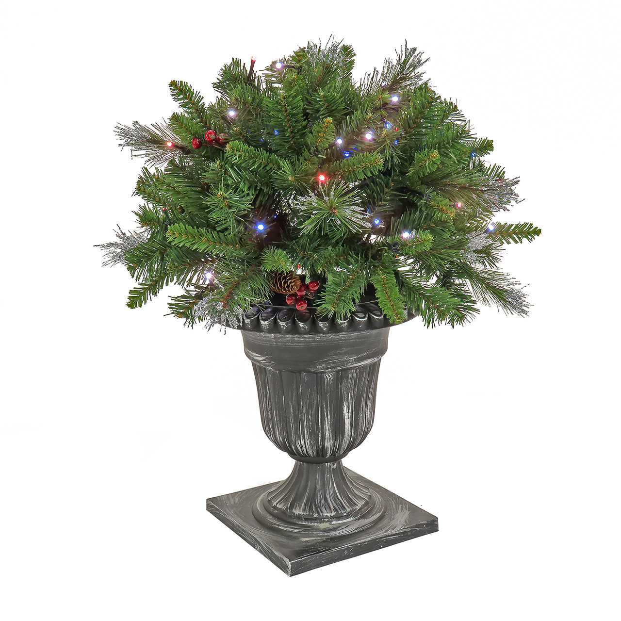 National Tree Company 24 in. Crestwood Spruce Porch Bush with 50 Twinkly LED Lights