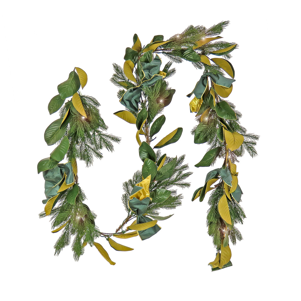 National Tree Company 9 ft. Christmas Magnolia Mix Pine Garland with 75 LED Lights