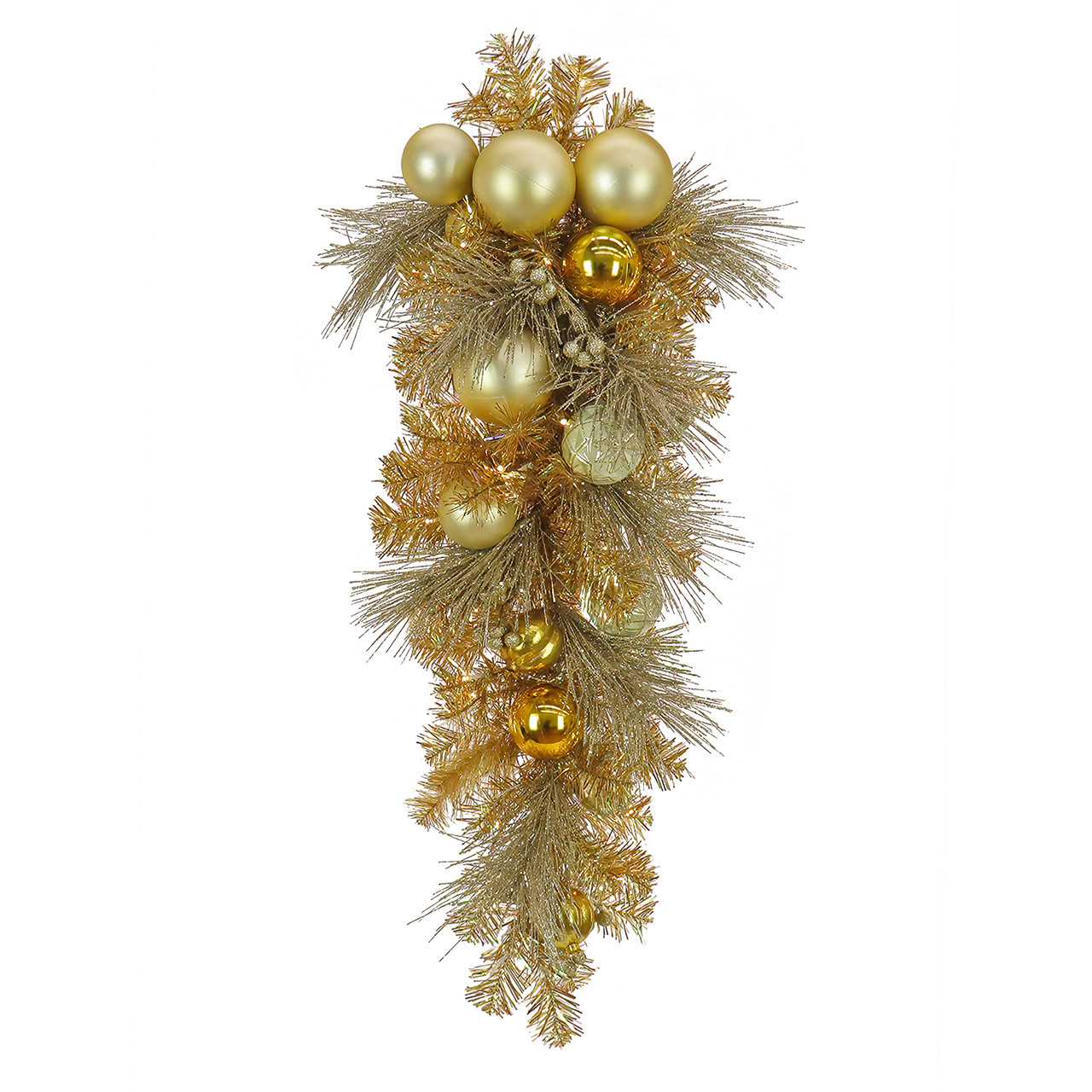 National Tree Company 36 in. Christmas Be Merry Decorated Gold Teardrop with 35 LED Lights