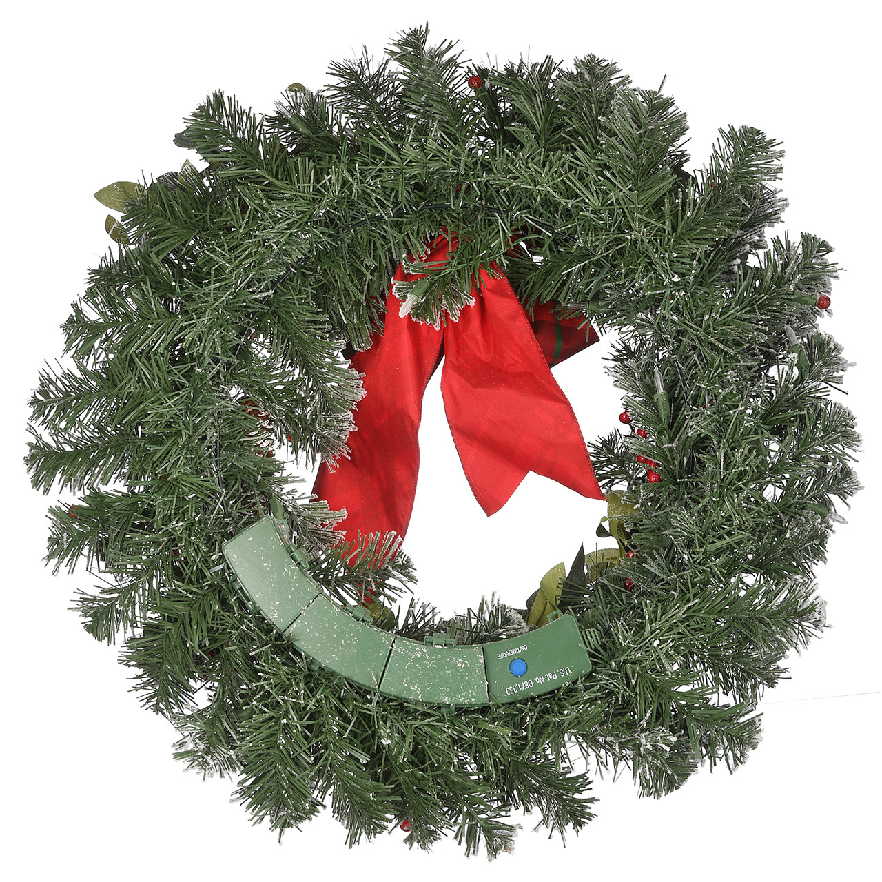 24 in. General Store Snowy Wreath with Bow and 50 LED Lights