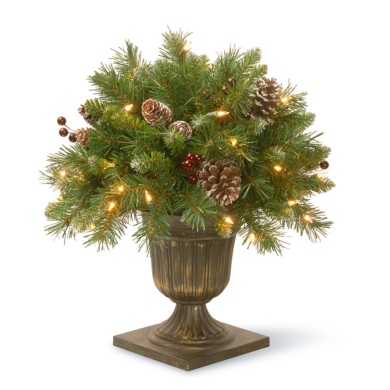 18 in. Frosted Berry Porch Bush with 35 Clear Lights