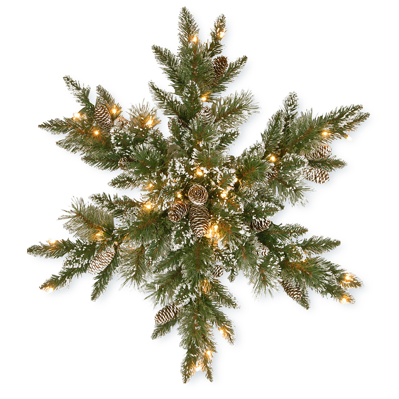 32 in. Glittery Bristle Pine Snowflake with 50 LED Lights