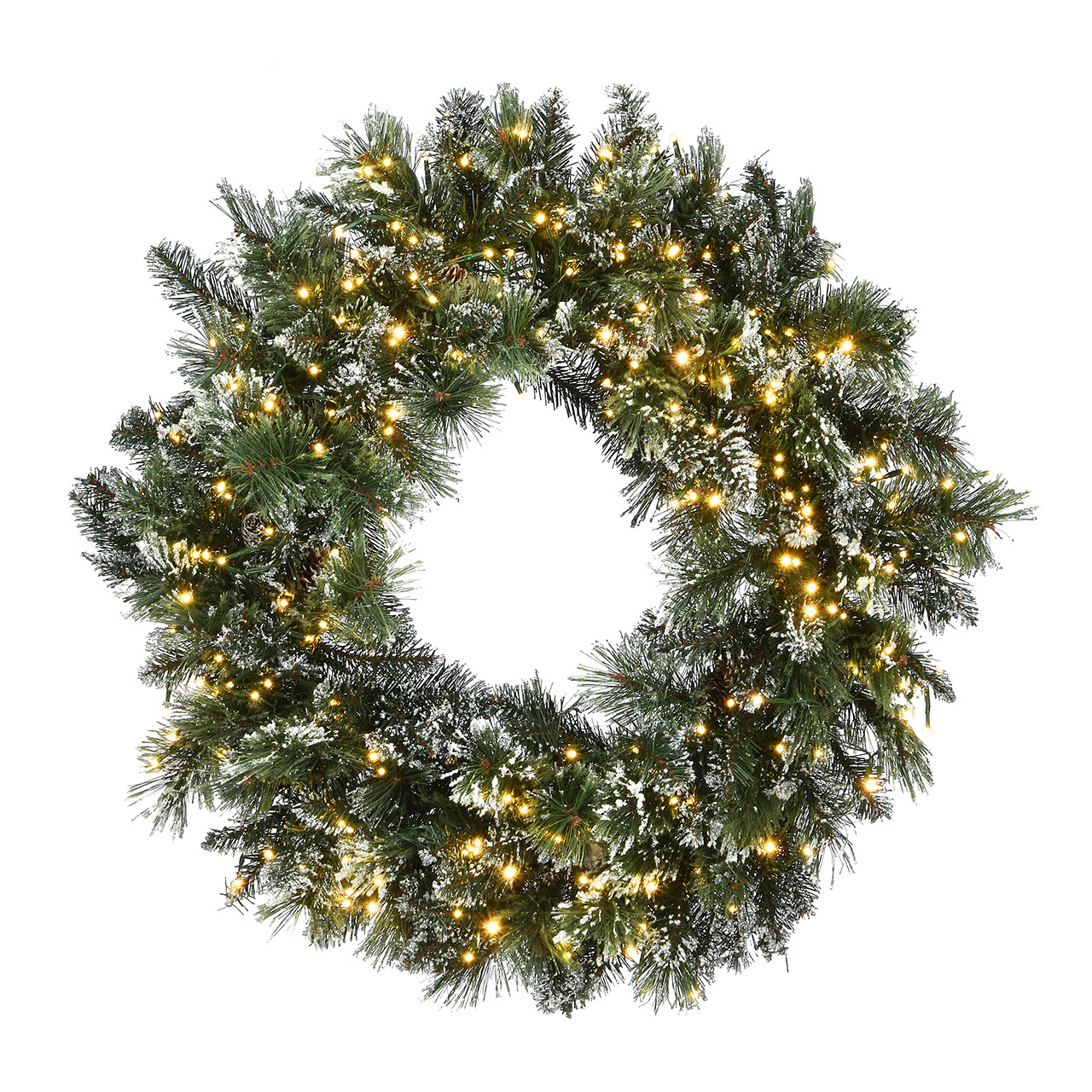 National Tree Company 30 in. Glittery Bristle Pine Wreath with 300 Dual Color LED Cosmic Lights