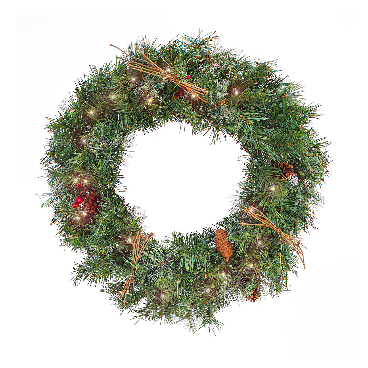 National Tree Company 24 in. Glistening Pine Wreath with 50 LED Lights