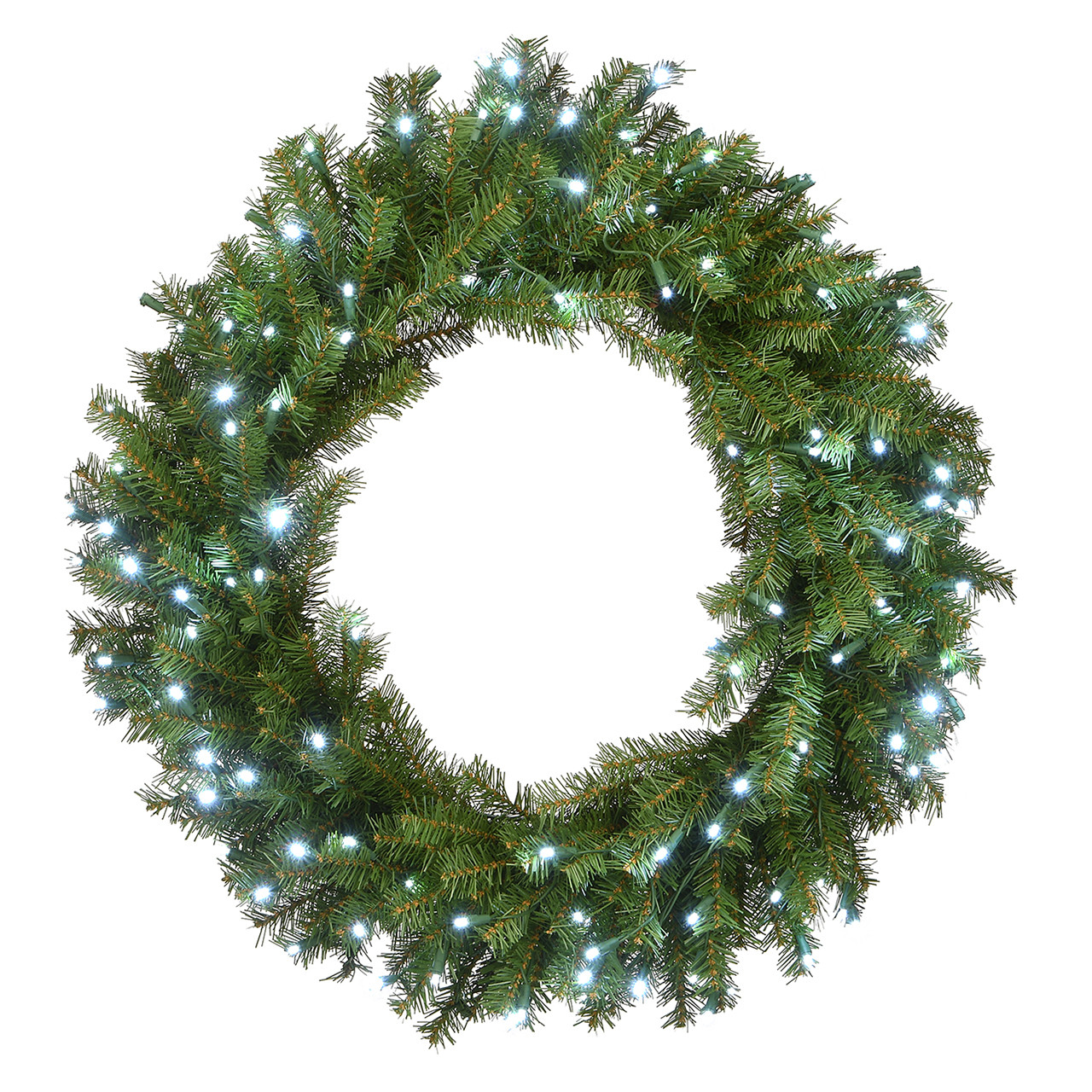 National Tree Company 30 in. Memory-Shape Norwood Fir Wreath with 150 LED Lights