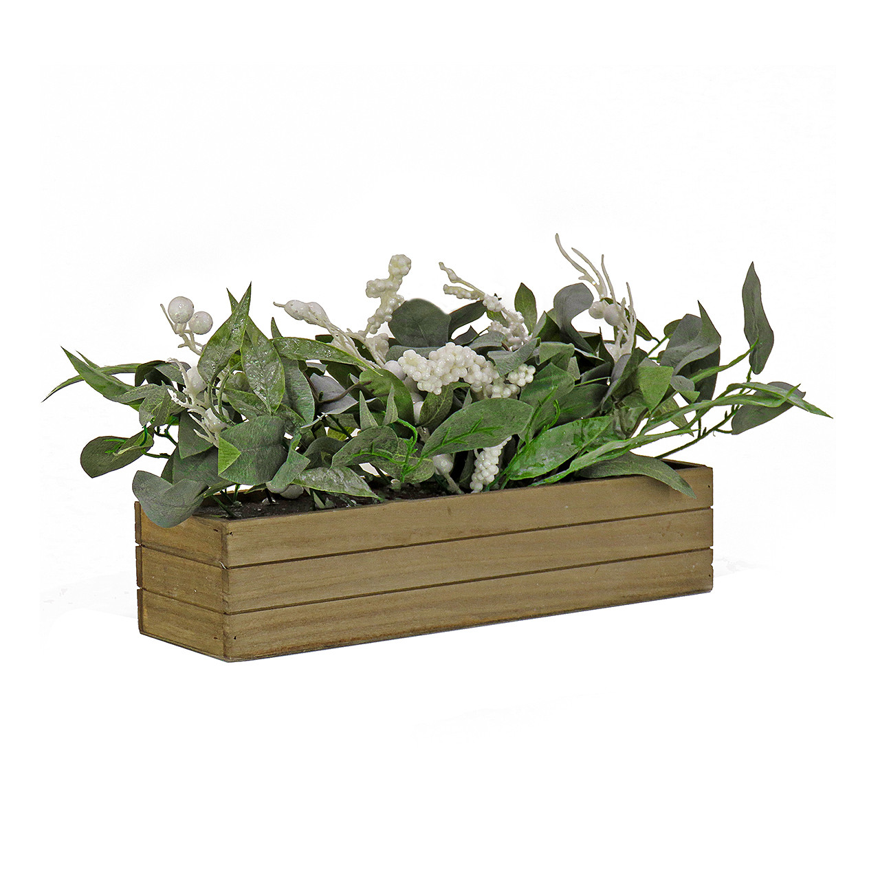 22 in. Planter Box with Christmas Greenery