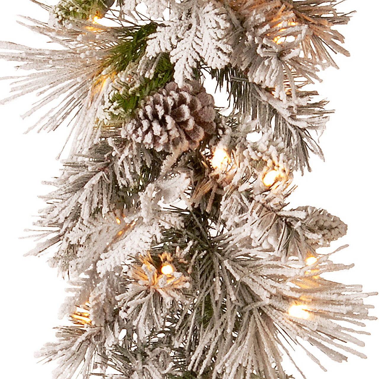 National Tree Company 9 ft. Snowy Bedford Pine Garland with 70 LED Lights