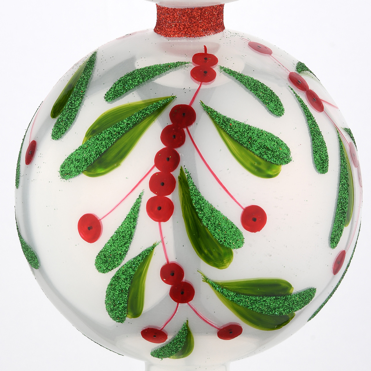 National Tree Company 15 in. Holly Leaves Glass Christmas Tree Topper