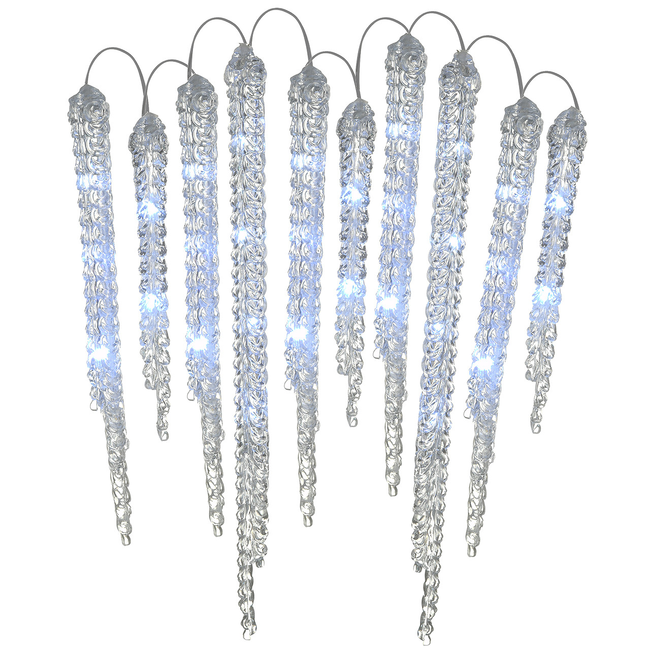 16 in. Ice Crystals Icicles with 29 Micro LED Lights, Set of 10