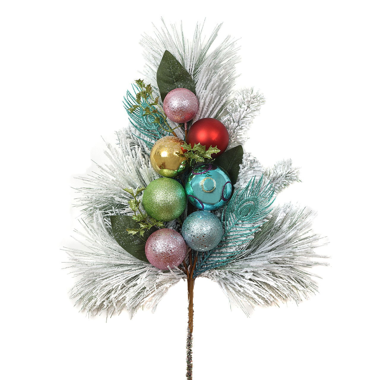29 in. Snowy Pine Decorated Branch Spray