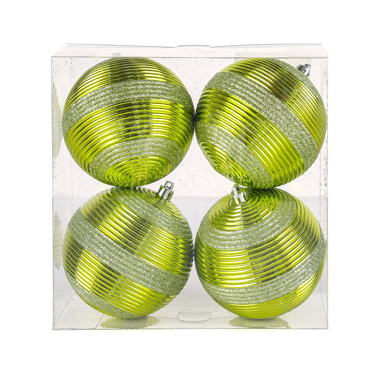 National Tree Company 4.5 in. Green Christmas Ball Ornaments, Set of 4