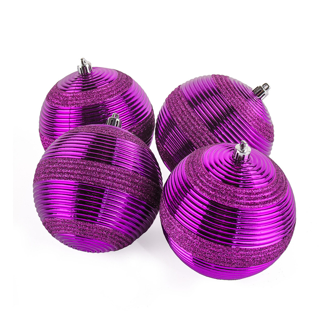 4.5 in. Purple Christmas Ball Ornaments, Set of 6