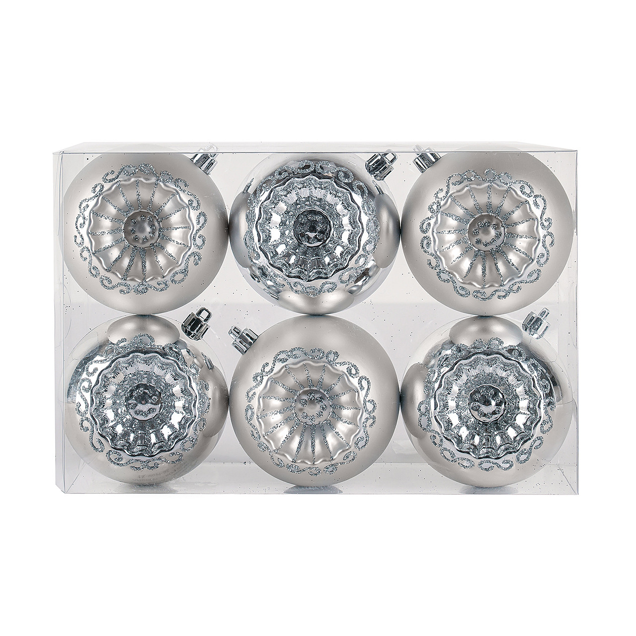 National Tree Company 10 in. Silver Christmas Ball Ornaments, Set of 6