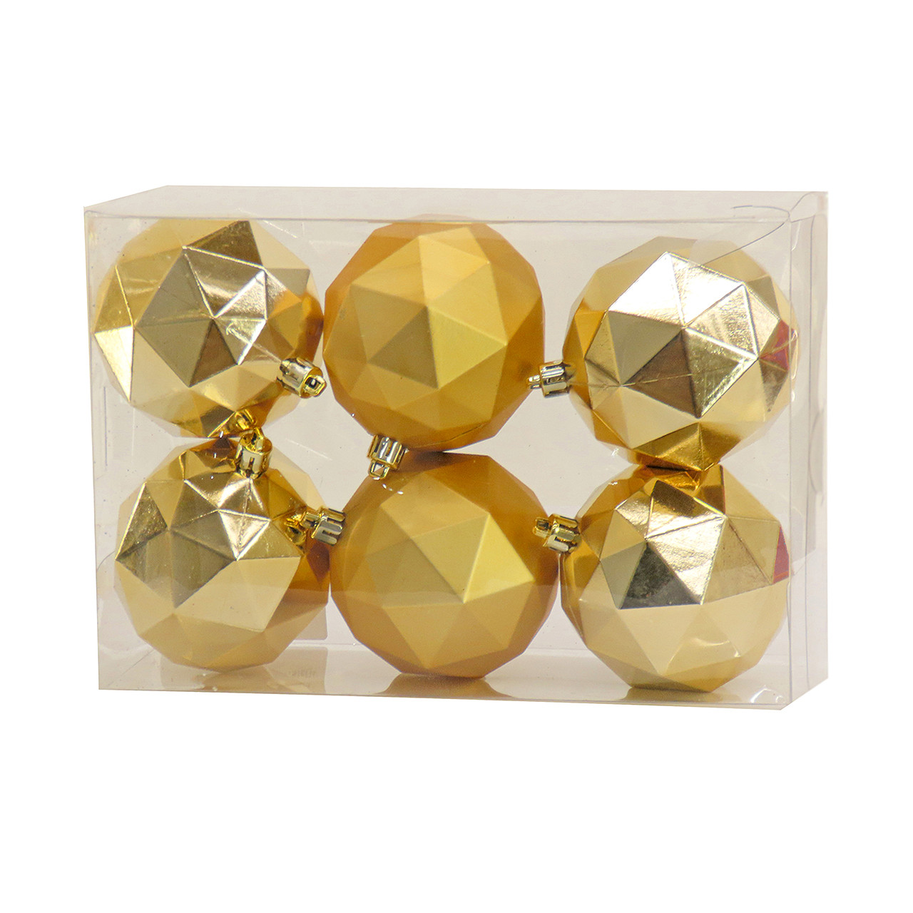 National Tree Company 10 in. Geometric Gold Christmas Ball Ornaments, Set of 6