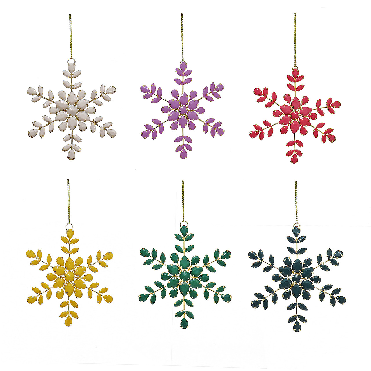 5 in. Mixed Assorted Snowflake Ornaments, Set of 6
