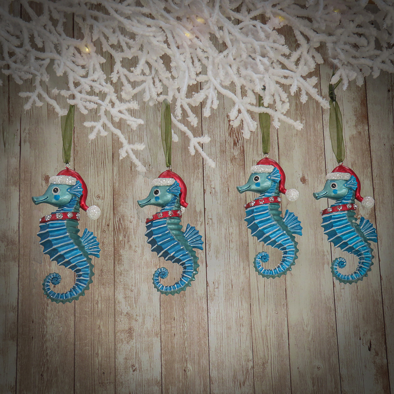 National Tree Company Glass Seahorse Ornaments, Set of 4