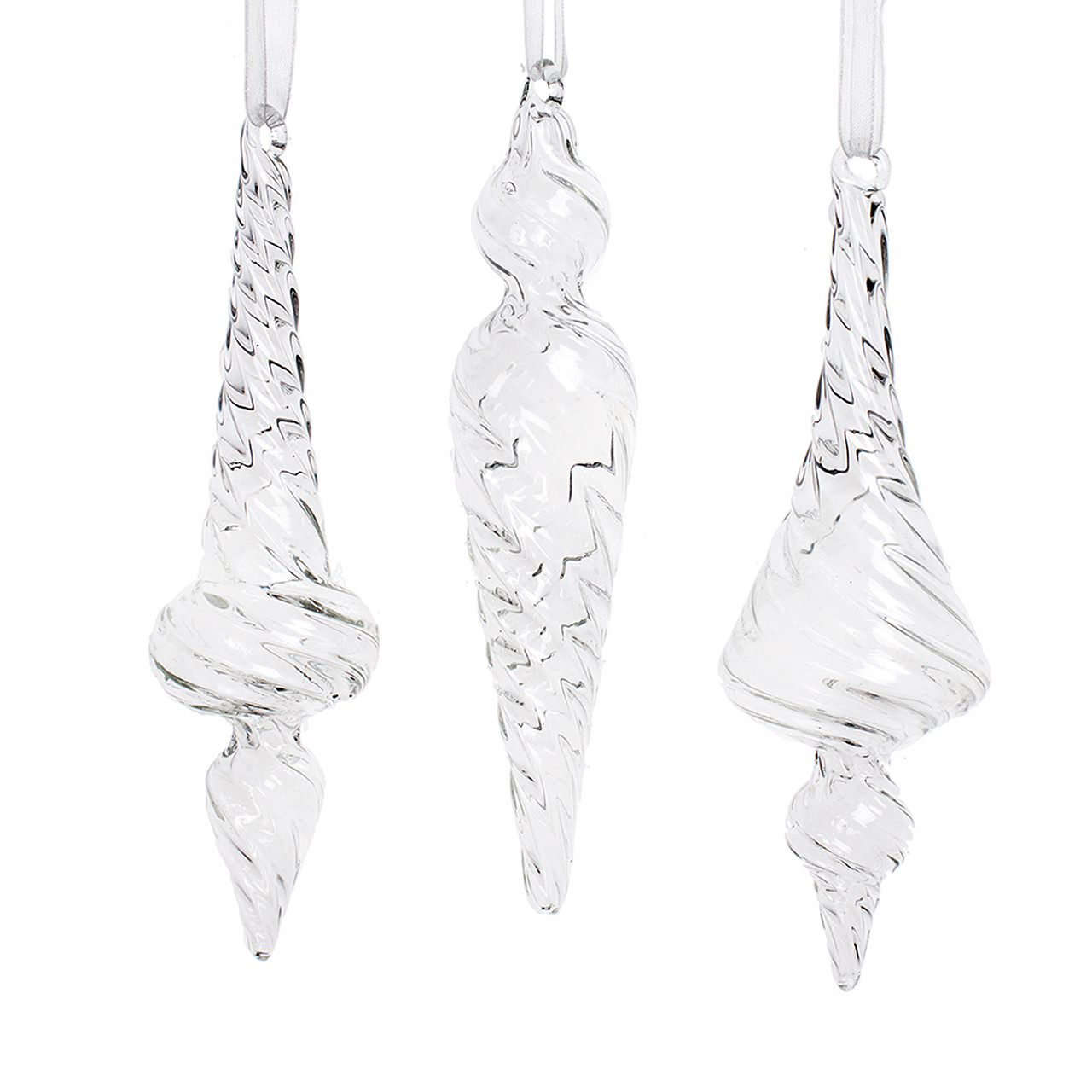 In-Store Only - 6 in. Glass Crystal Spiral Ornaments, Set of 3 