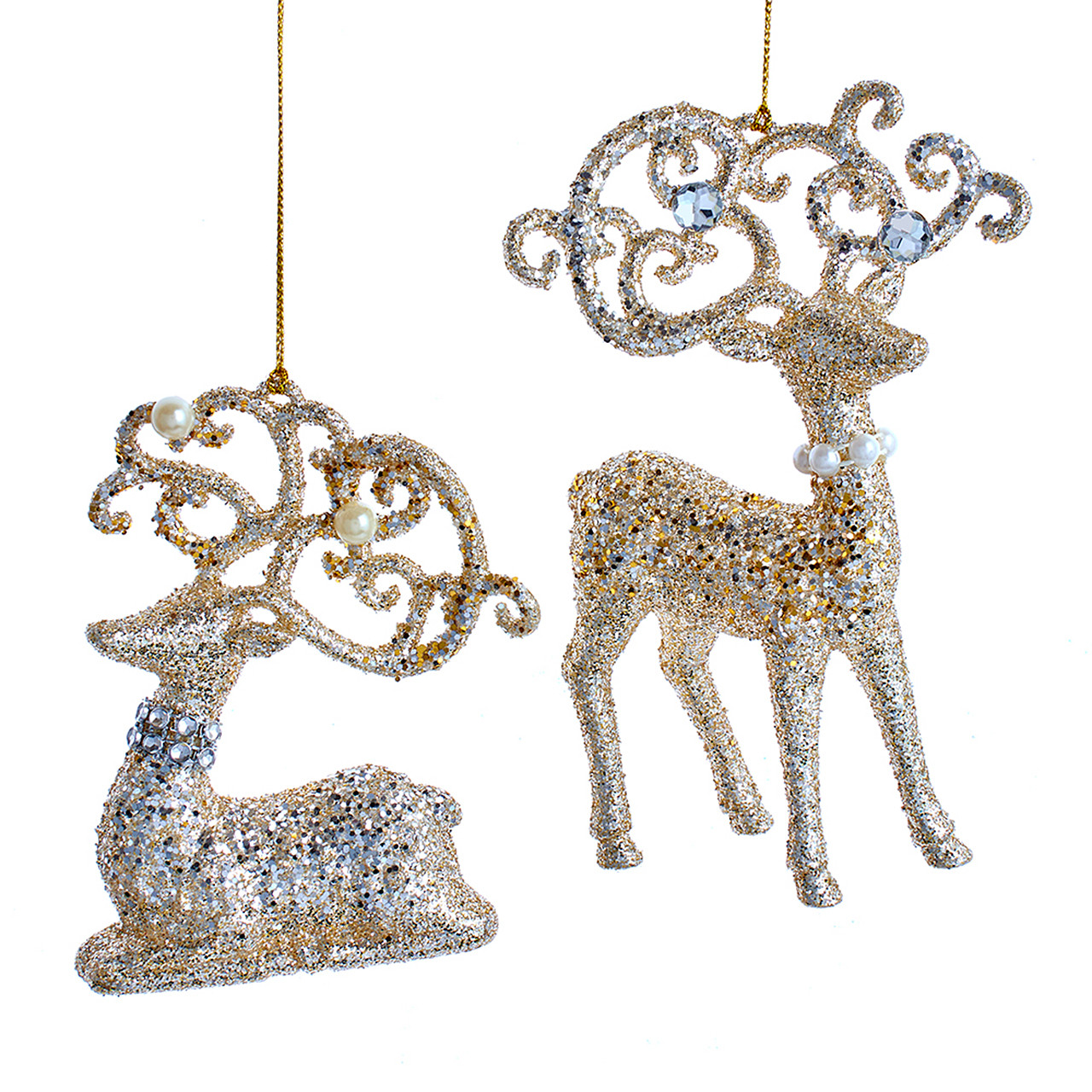 In-Store Only - 5.7 in. Platinum Deer Ornaments, Assortment of 2