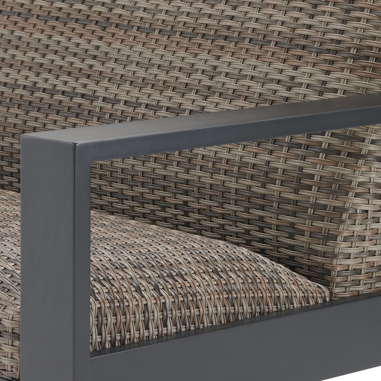 Chelsea Textured Black Aluminum and Weathered Teak Outdoor Wicker