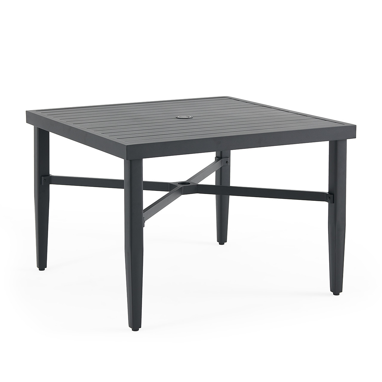 Tulum Midnight Aluminum 43 in. Sq. Slat Top Post Leg Dining Table